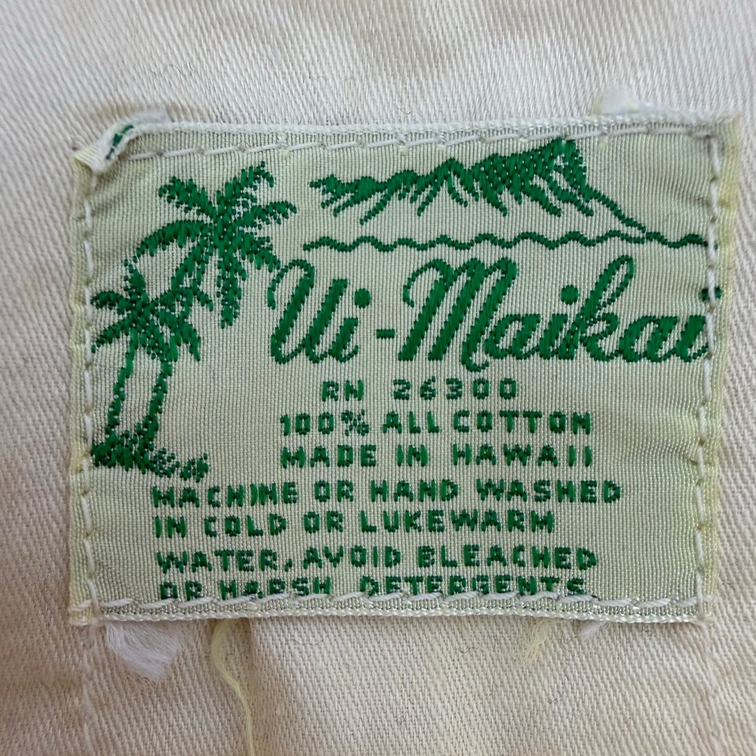 Vintage 60s Ui Maikai Hawaiian Muumuu Floral Cotton Dress Women's Small