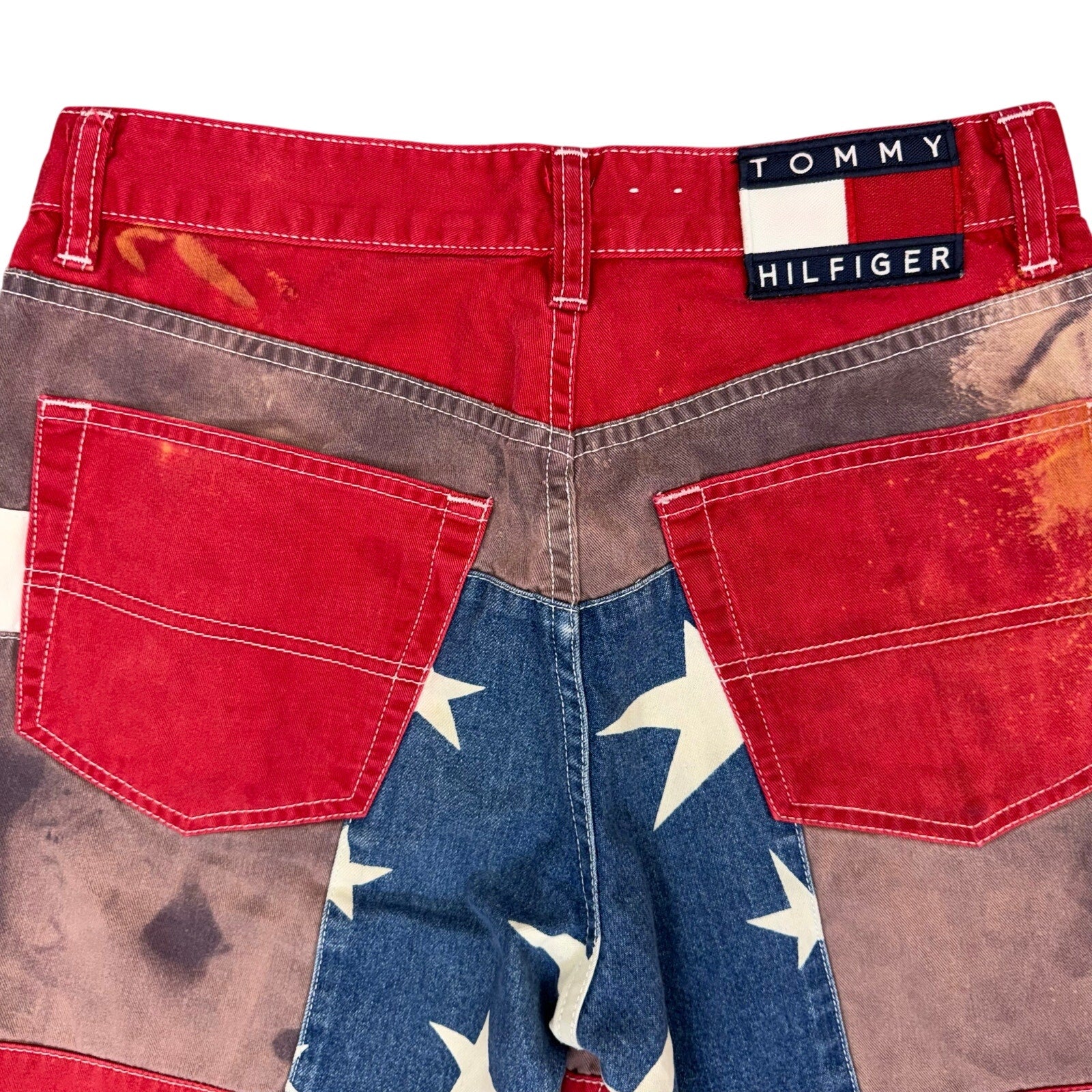 Vintage 90s Tommy Hilfiger Women’s 9 Jeans USA Flag Patchwork