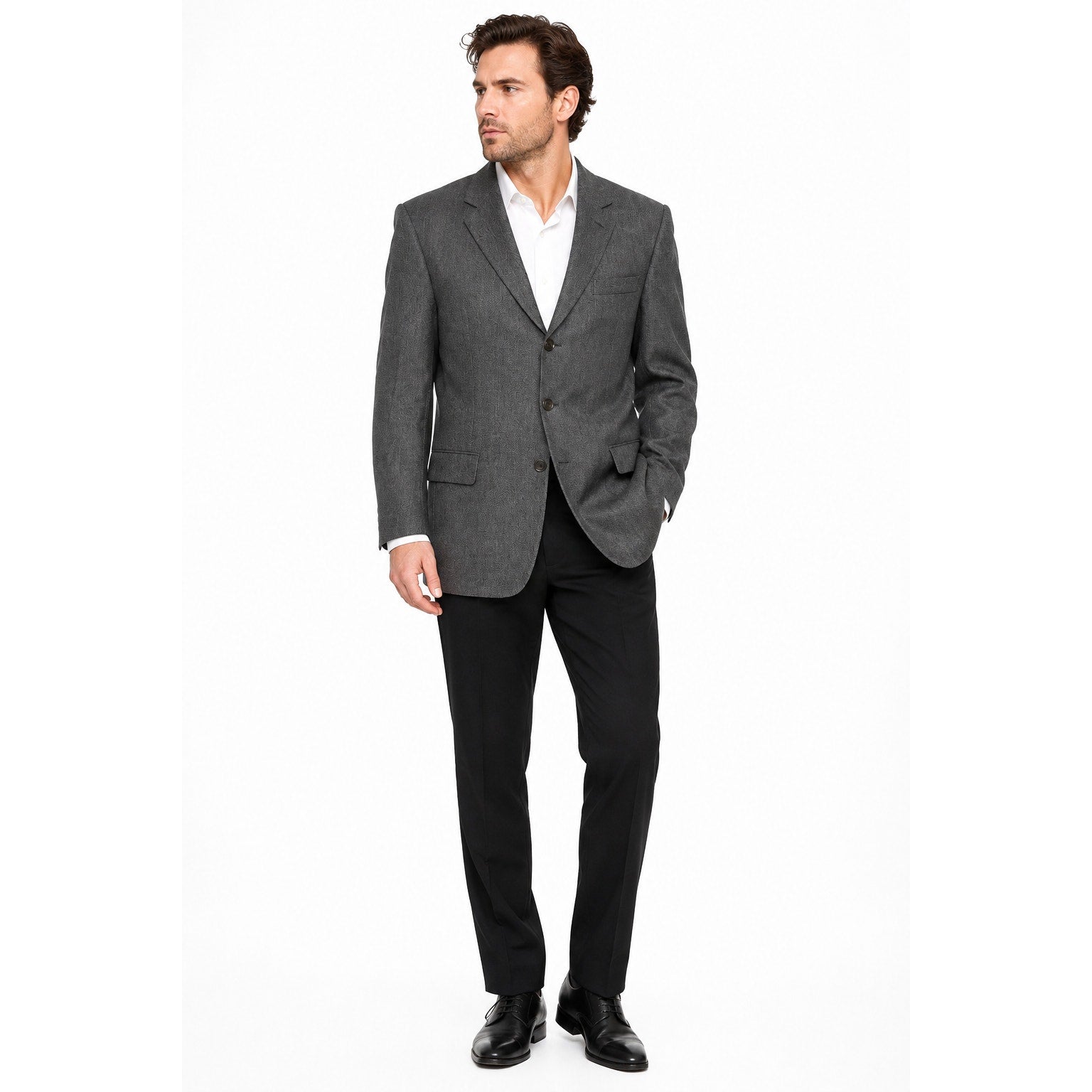 Vintage 90s Stafford Men's Gray Wool 3 Button Blazer Sport Coat 38R