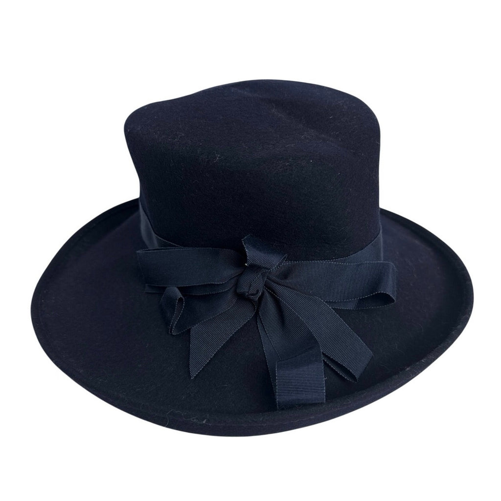 Vintage 80s Atmosphere Collection Navy Blue Felt Wide Brim Hat