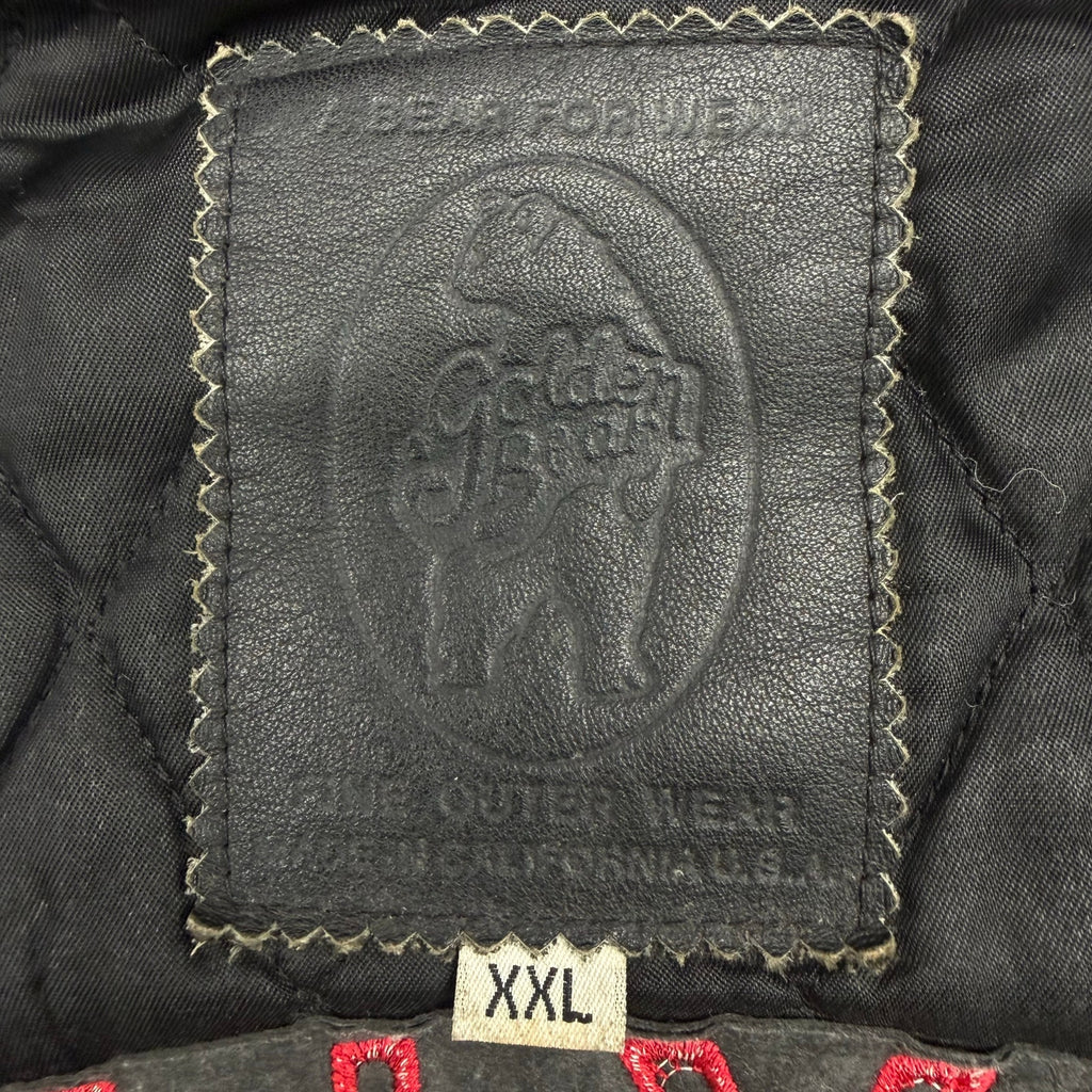 Vintage 80s Flying Leather Wool Bomber Jacket Men's XXL USA Flying P Supply