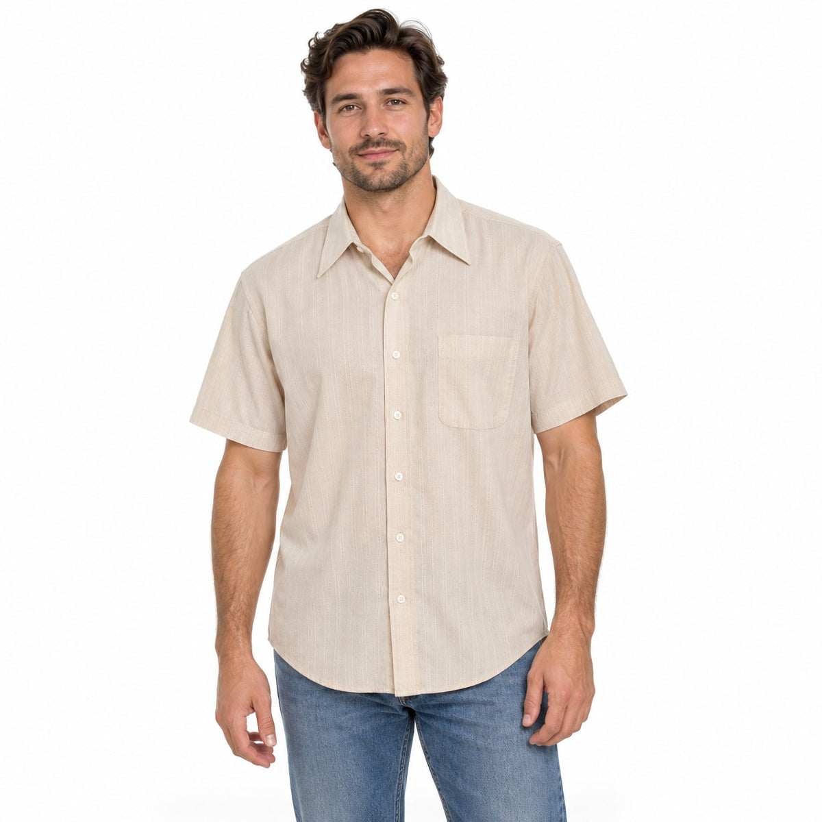 Vintage 70s Arrow Belmont Club Beige Textured Shirt Men’s Large
