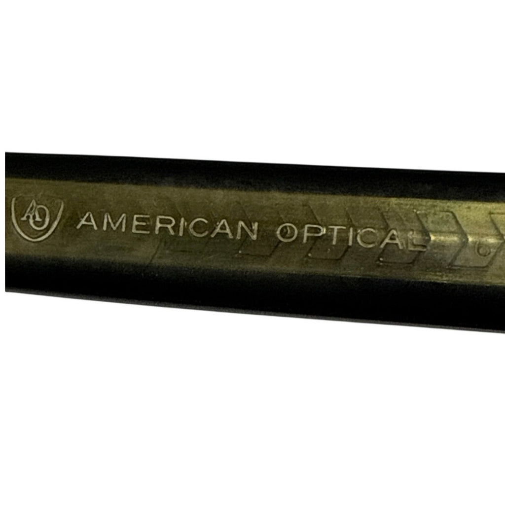 Vintage 50s American Optical Black Gold Browline Eyeglasses Size 6