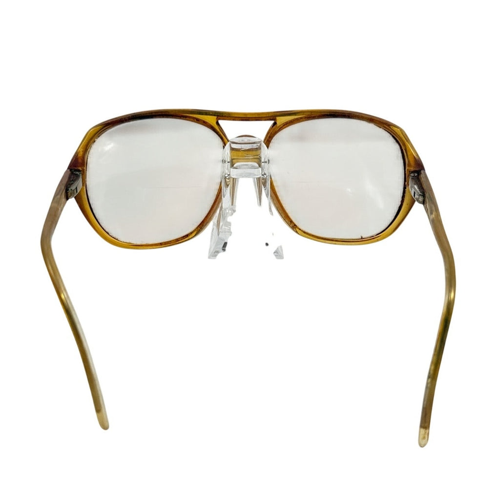 Vintage 70s 80s Amber Brown Double Bridge Aviator Eyeglass Frames Unisex