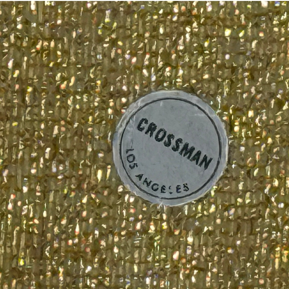 Vintage 70s Crossman Los Angeles Gold Sparkle Tissue Box Cover