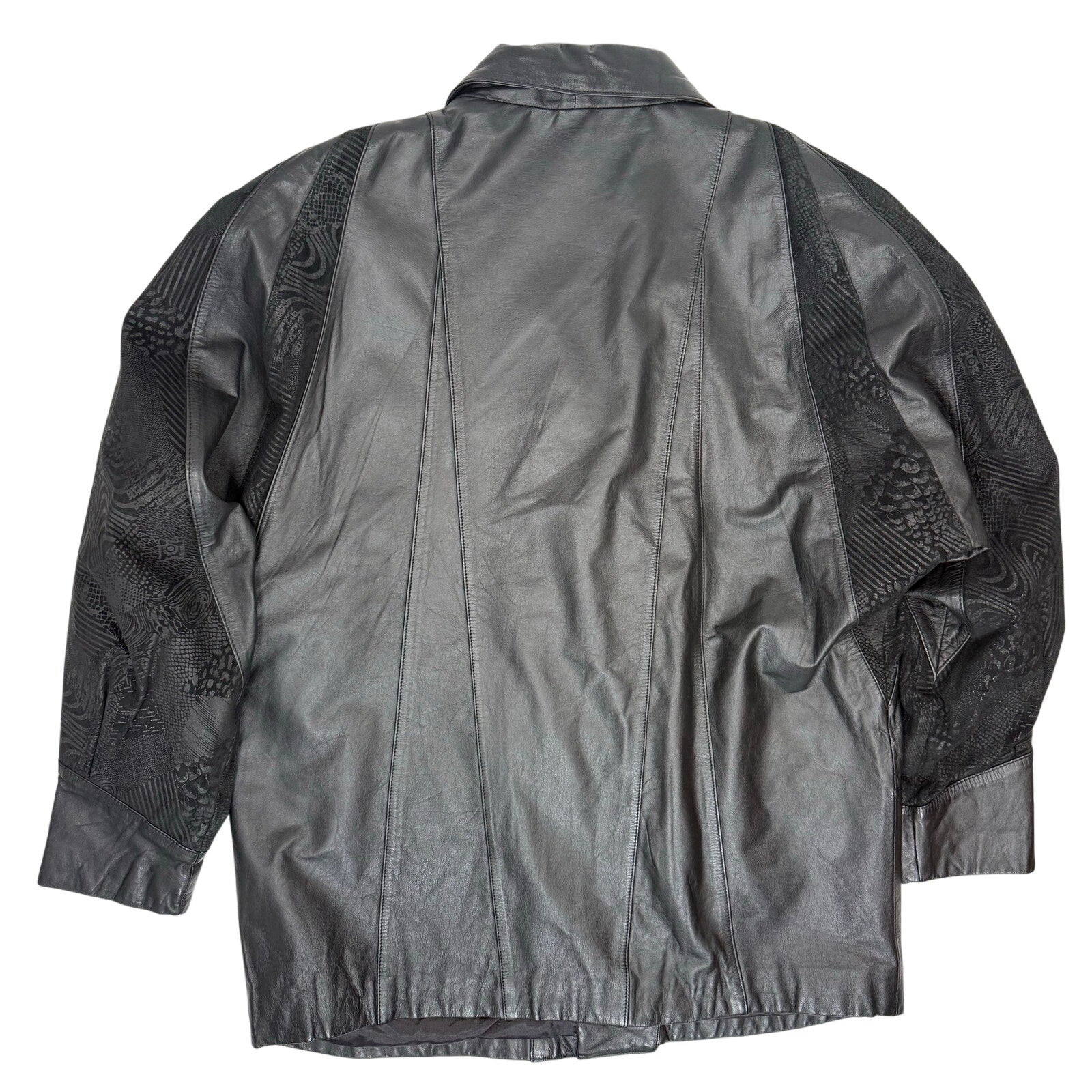 Vintage 90s Women's Large Oversized Black Leather Jacket Fashion Attitude