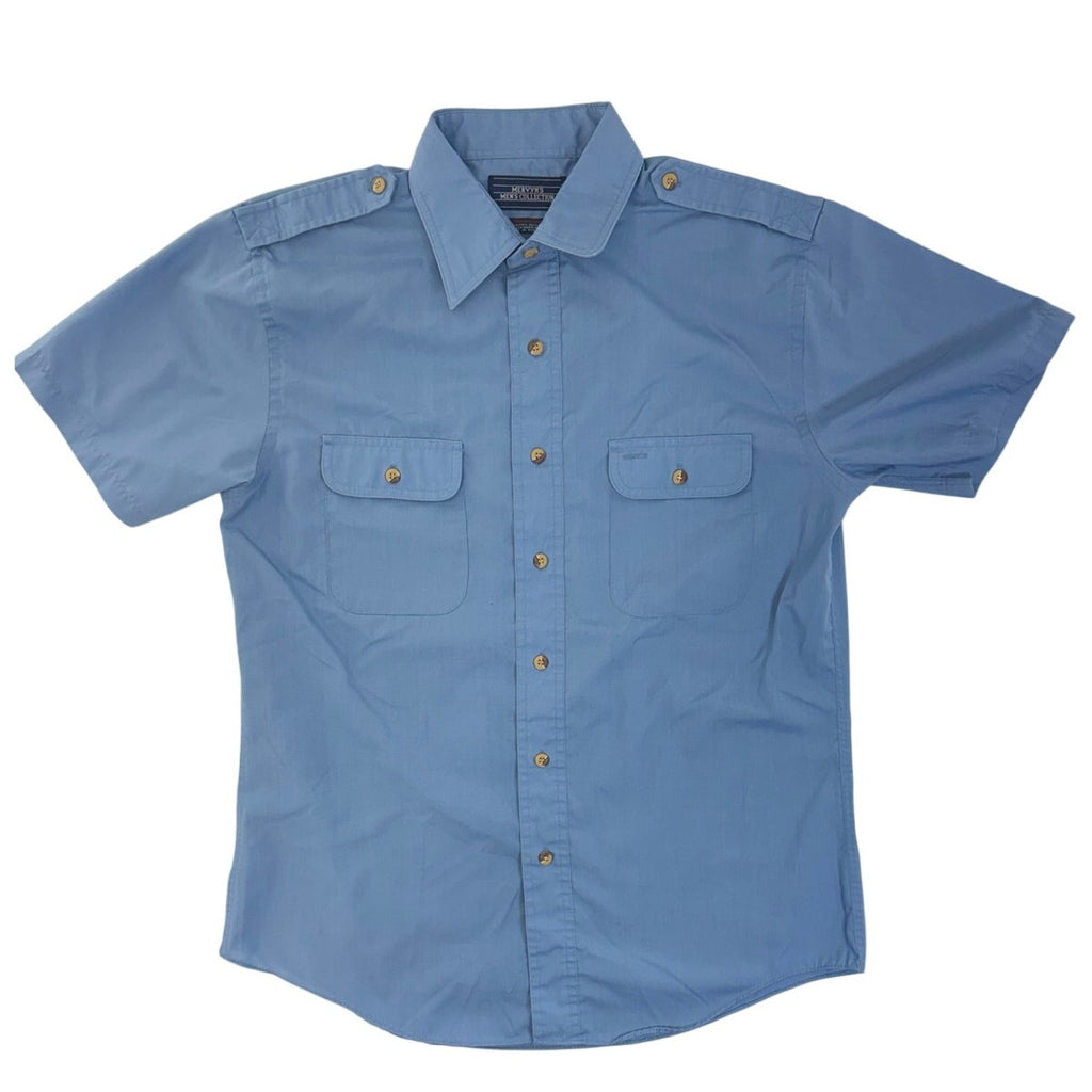 Vintage 80s Mervyn's Collection Blue Safari Utility Shirt Men's Medium