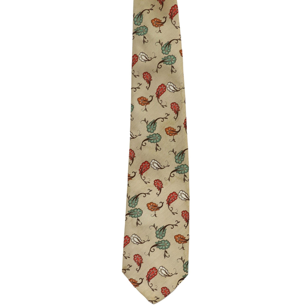 Vintage 70s La Bella Collection Taupe Faux Paisley Polyester Wide Tie