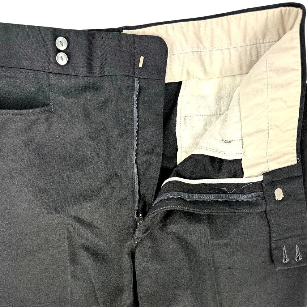 Vintage 1980s Mens Black Polyester Flat Front Dress Pants Slacks 34x31