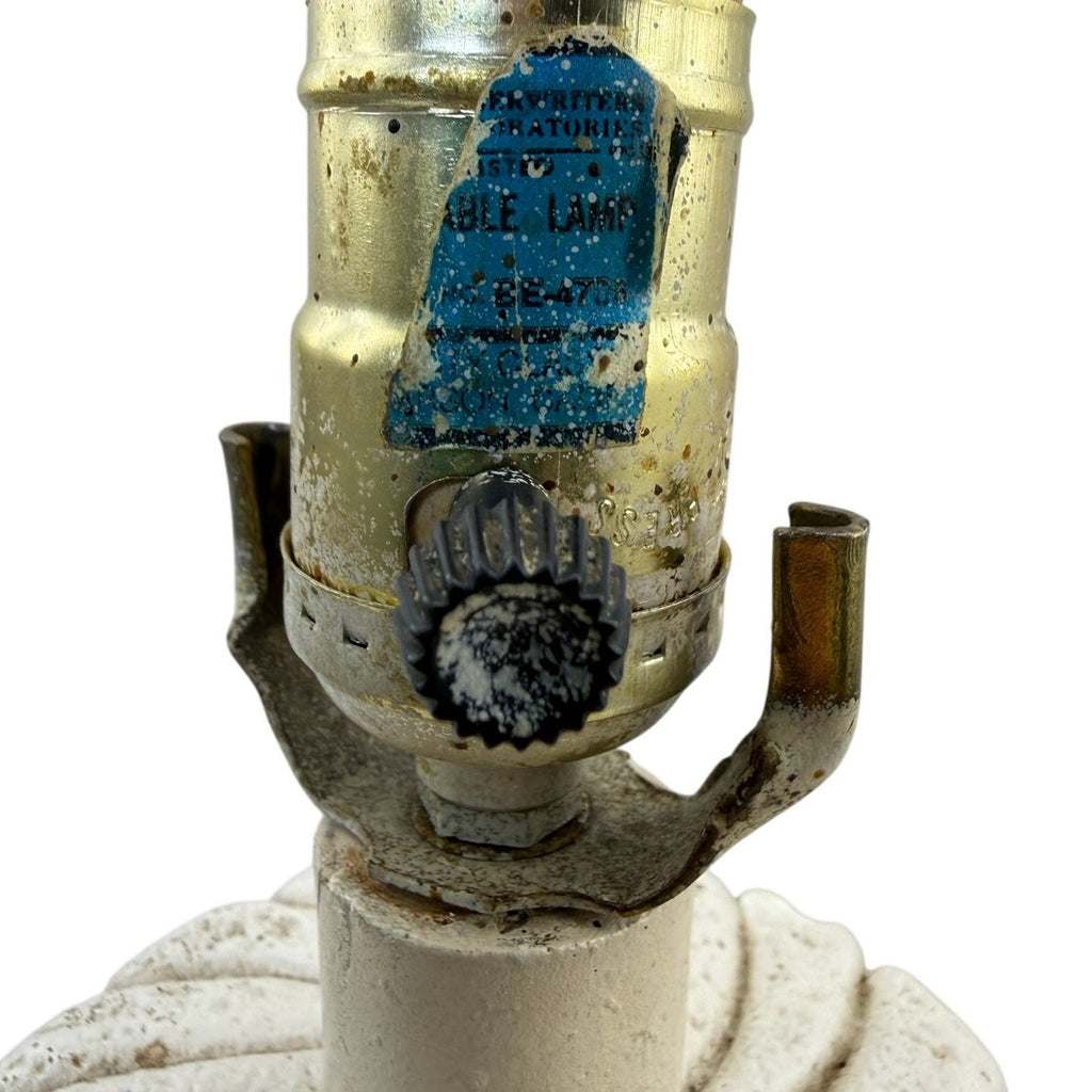 Vintage 80s Beige Plaster Swirl Table Lamp Postmodern