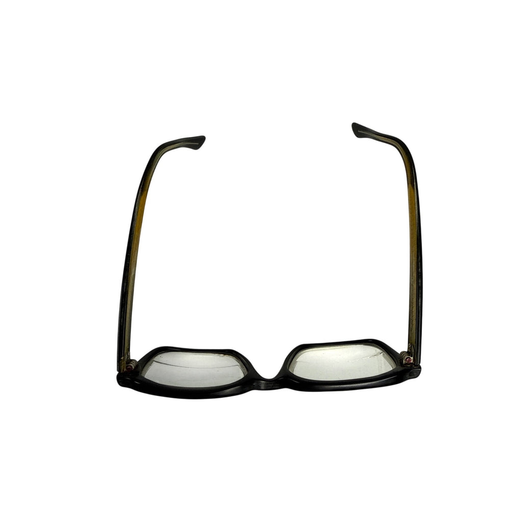 Vintage 50s American Optical Black Gold Browline Eyeglasses Size 6