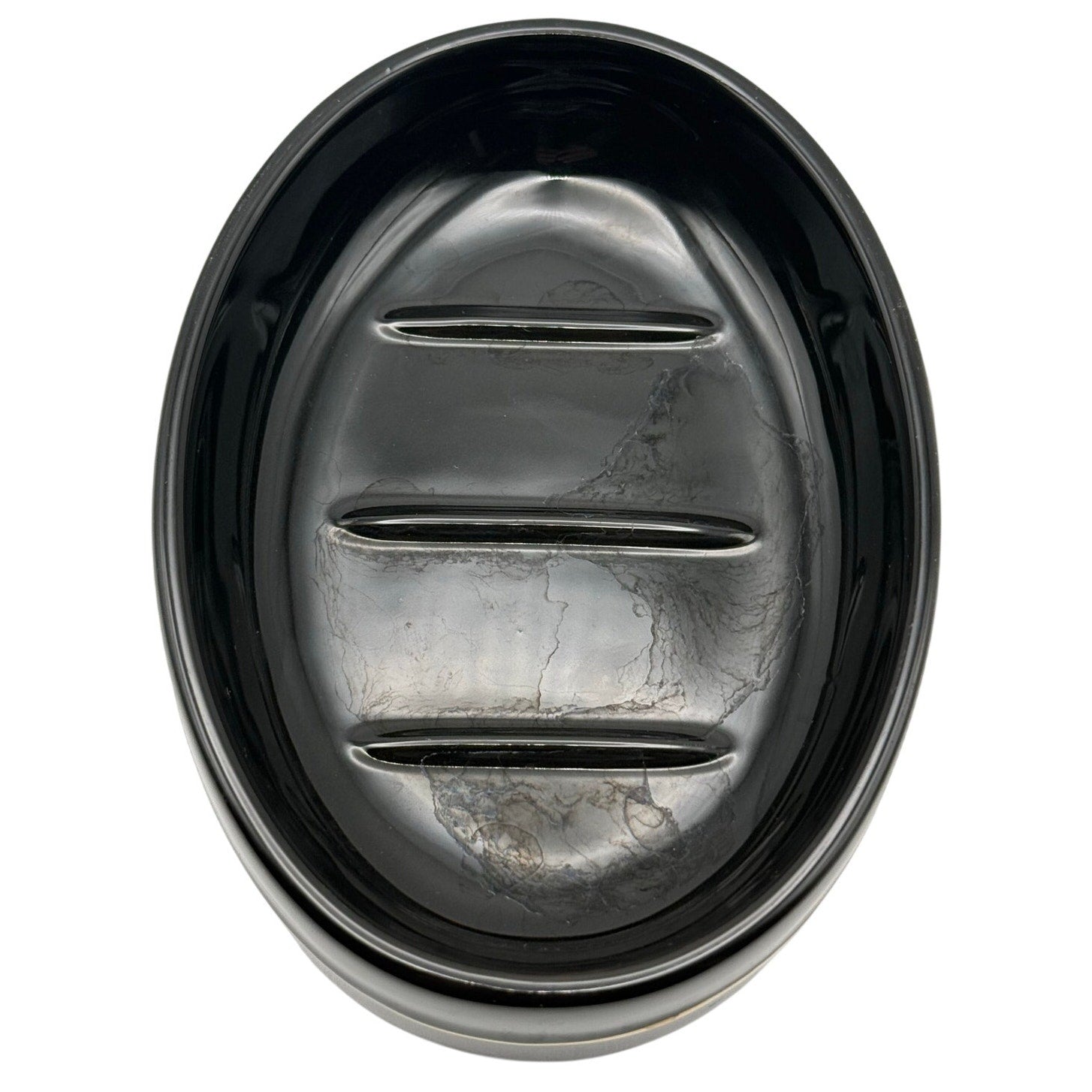 Vintage 90s Black Ceramic Soap Dish with Gold Accent Bathroom Vanity Holder